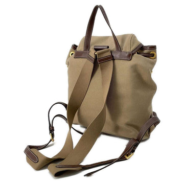 PRADA Logo Backpack Beige/Brown 1BZ677 Canvas Leather