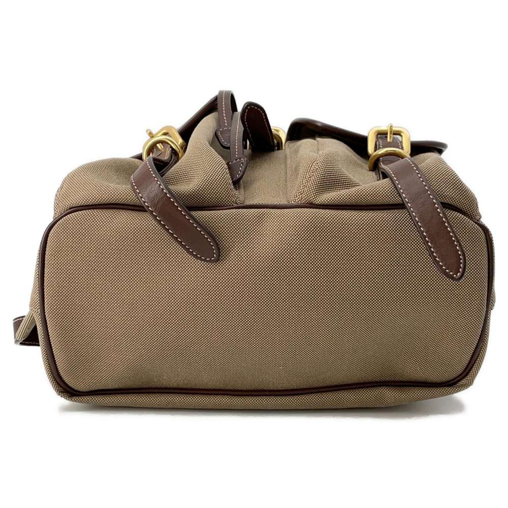 PRADA Logo Backpack Beige/Brown 1BZ677 Canvas Leather