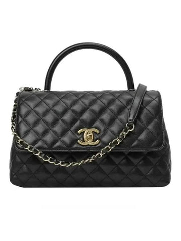 Coco Handle Medium Flap Tote Bag Black Chanel