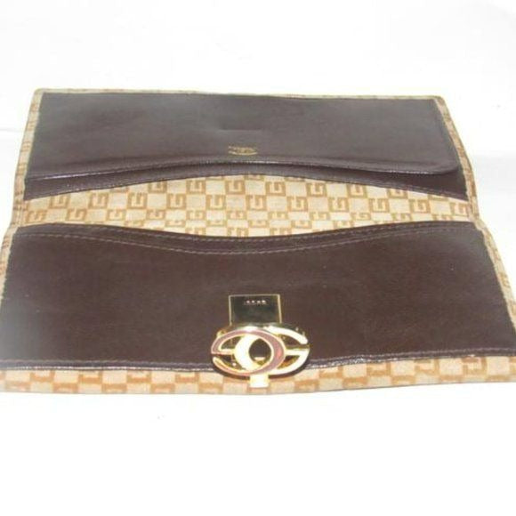 RARE Gucci Brown Square G Logo Print Suede Leather