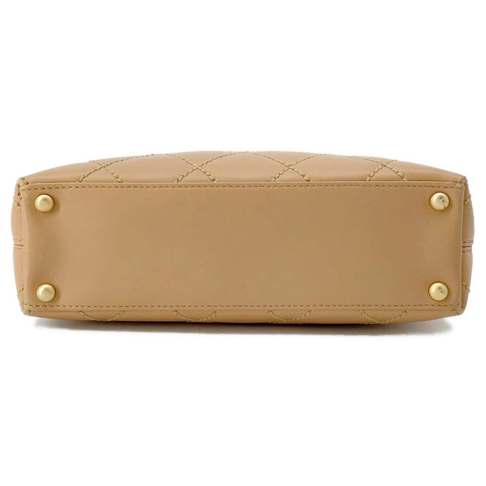 CHANEL Matelasse Wild Stitch Handbag BeigeA18126 Leather