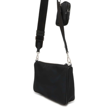 PRADA Tessuto Shoulder Bag with Pouch Black 2VH113 Nylon Leather