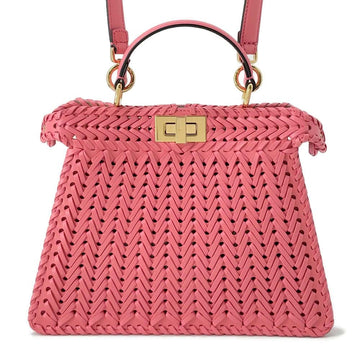 FENDI Peekaboo ISeeU Braided Pink 8BN327 Leather Size Small
