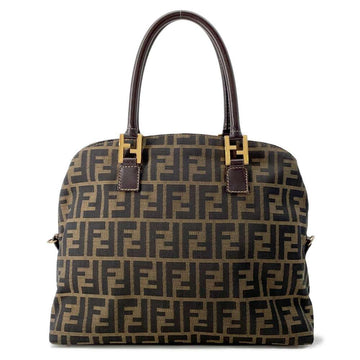 FENDI Zucca Tote Bag Khaki/Brown Canvas Leather