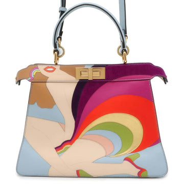 FENDI Peekaboo I See You Antonio Lopez Multicolor 8BN321 Leather Size Medium