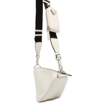 PRADA Logo embossed triangle shoulder bag White 1BH190 Leather