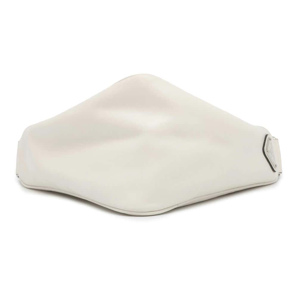 PRADA Logo embossed triangle shoulder bag White 1BH190 Leather