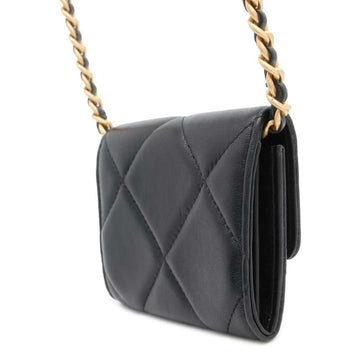 CHANEL CHANEL19 ChainShoulder Card Case BlackAP2409 Lambskin