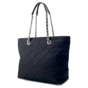 PRADA Quilted ChainTote Bag Black 1BG017 Nylon Leather