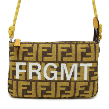 FENDI Fragment Collaboration Baguette Slim Clutch Yellow/Brown/White 8BS073 Canvas
