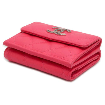 CHANEL CC Logo Small Flap Wallet PinkAP3827 Caviar Leather