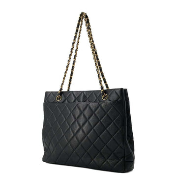 CHANEL Matelasse Chain Tote Black Caviar Leather
