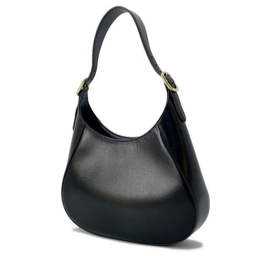 PRADA Triangle Logo One Shoulder Bag Black 1BC179 Leather