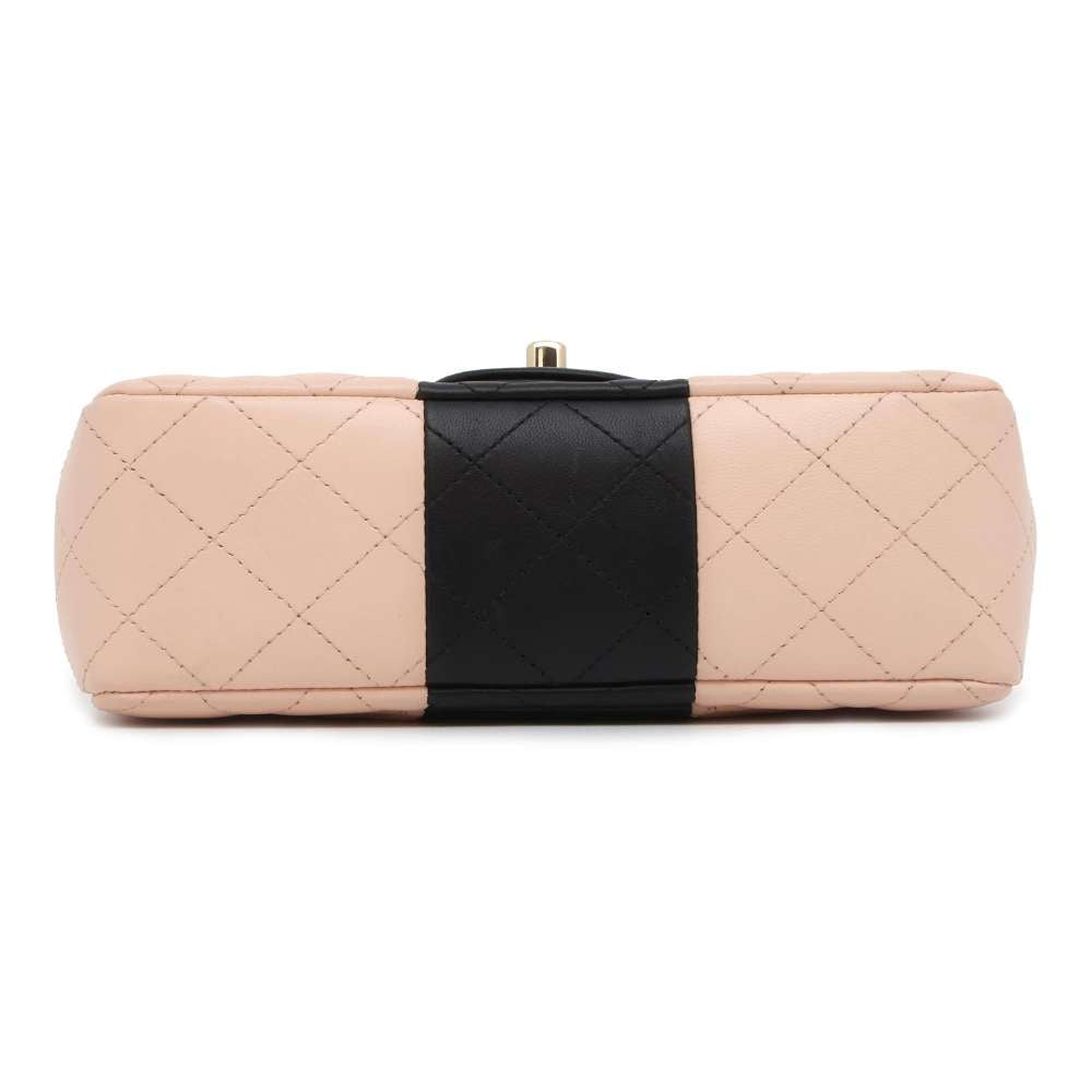 CHANEL Mini Matelasse Chain Shoulder Bag Pink/BlackA69900 Lambskin Size 20