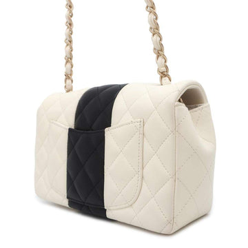 CHANEL Mini Matelasse ChainShoulder Bag Black/WhiteA69900 Lambskin Size 20