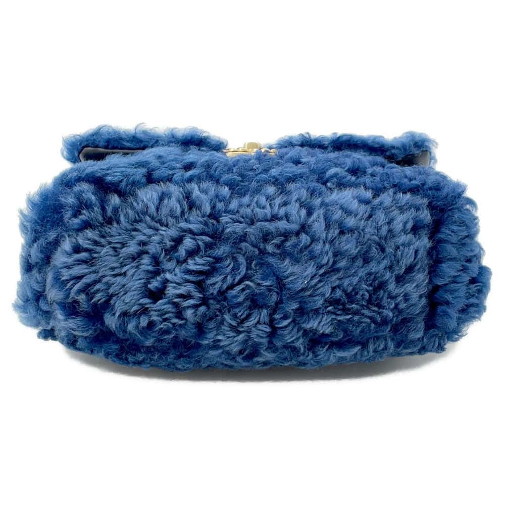 CHANEL 19 Chain Shoulder Bag Blue Fur