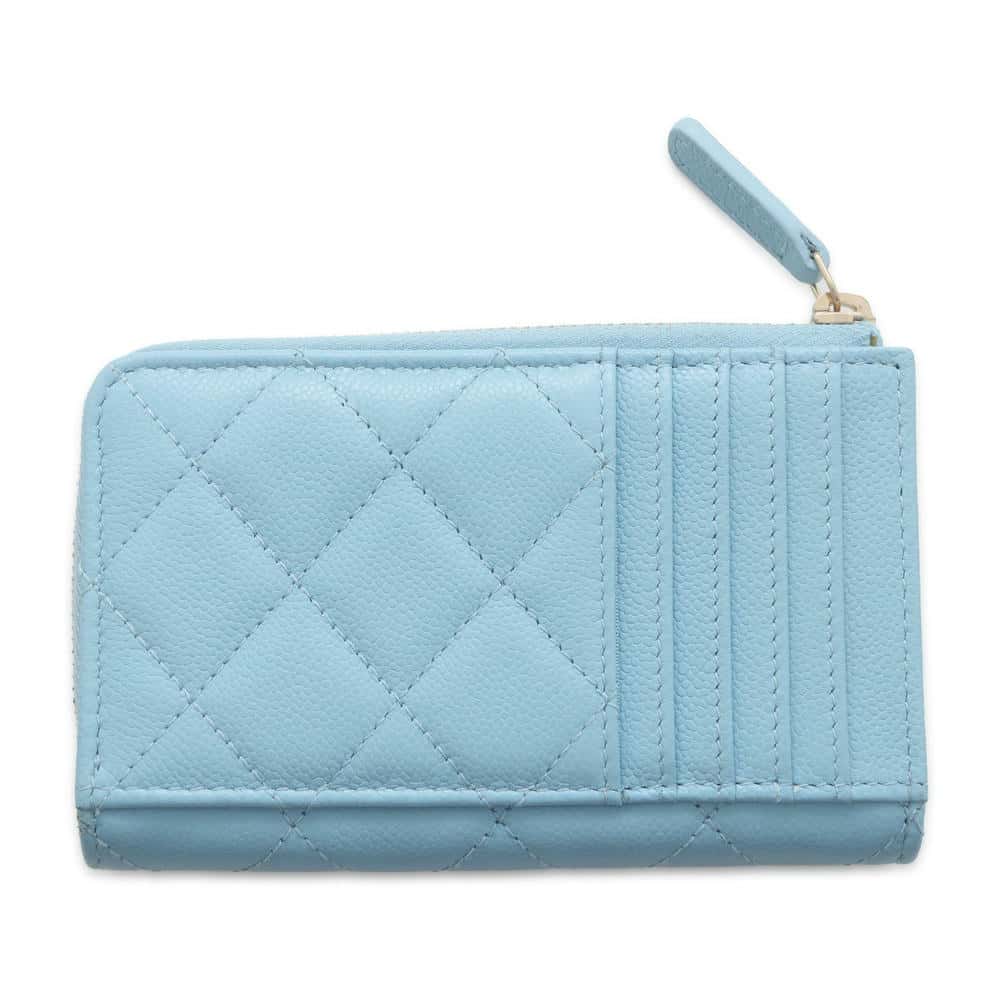 CHANEL Matelasse Fragment Card Case Light BlueAP3179 Caviar Leather