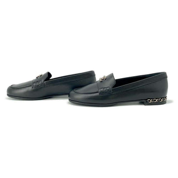 CHANEL CC logo loafers BlackG35067 Leather Size 36H