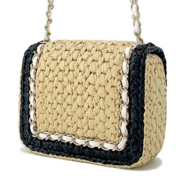 CHANEL 2024 Cruise Collection Flap Bag Black/White/BeigeAS4556 Blade Raffia Lambskin Size Mini