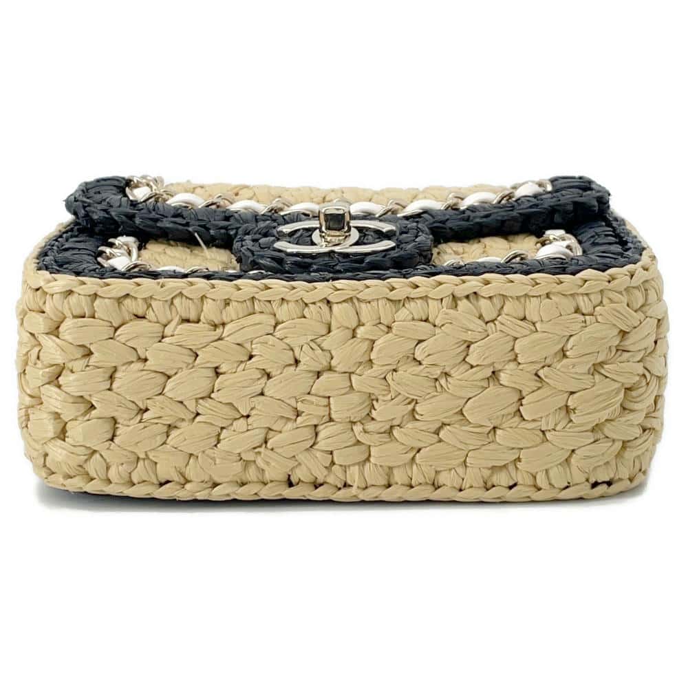 CHANEL 2024 Cruise Collection Flap Bag Black/White/BeigeAS4556 Blade Raffia Lambskin Size Mini