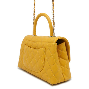CHANEL Matelasse Coco Handle 2wayChainShoulder YellowA92990 Caviar Leather Size XS