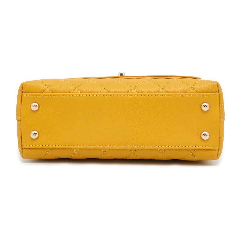 CHANEL Matelasse Coco Handle 2wayChainShoulder YellowA92990 Caviar Leather Size XS