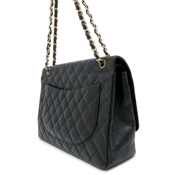 CHANEL Jumbo Matelasse W Flap ChainShoulder Bag BlackA58601 Caviar Leather Size 34