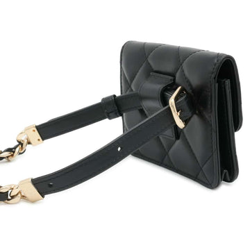 CHANEL Matelasse Belt ChainPouch Black Lambskin