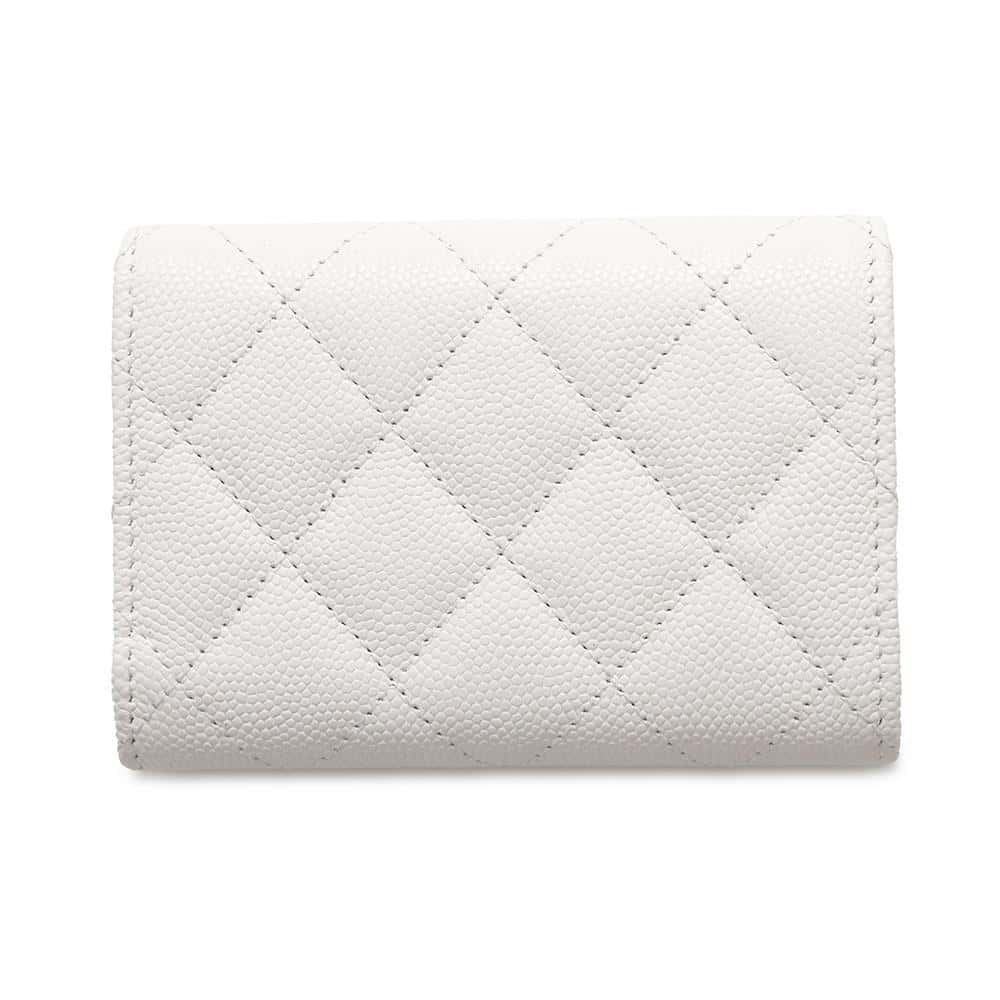 CHANEL Matelasse Tri-Fold Wallet WhiteAP3973 Caviar Leather