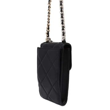 CHANEL CHANEL19 Phone Case ChainShoulder BlackAP1773 Lambskin