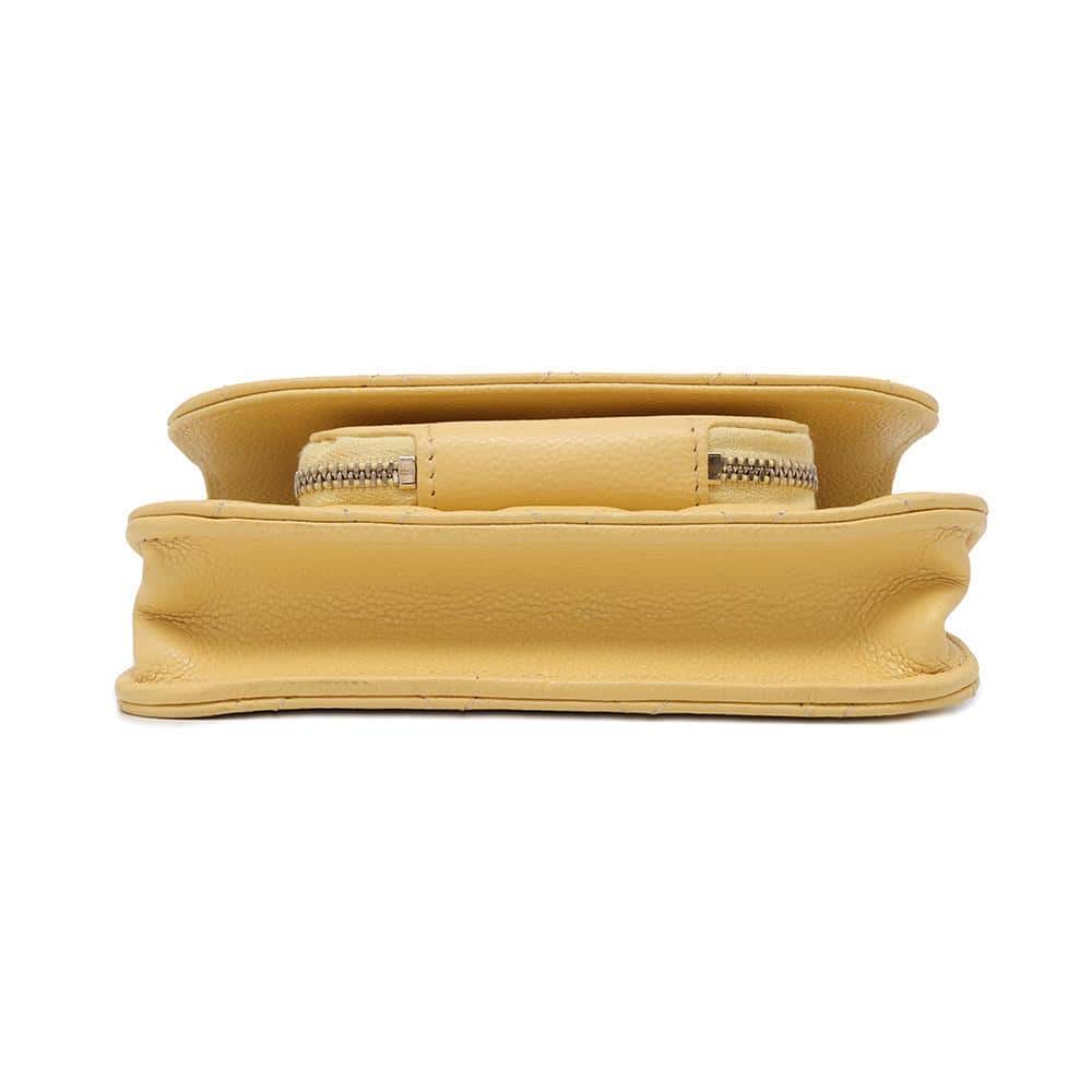 CHANEL Matelasse Infiniti Chain Wallet YellowAP2914 Caviar Leather