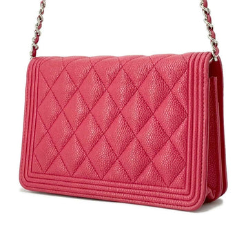 CHANEL Boy Chanel Full Flap Chain Wallet RedAP1117 Caviar Leather