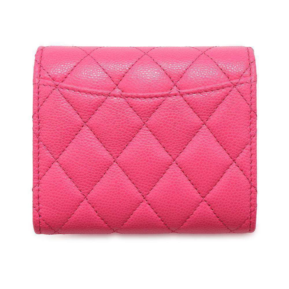 CHANEL Matelasse CC Logo Classic Small Flap Wallet PinkAP0229 Caviar Leather