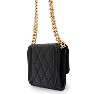 CHANEL Boy Chanel Chain Wallet BlackAP2206 Caviar Leather