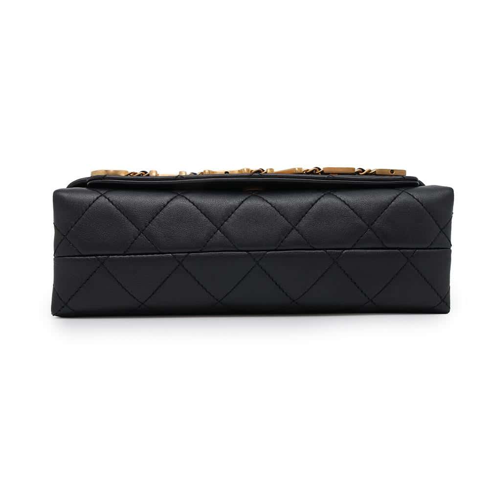 CHANEL Logo ChainShoulder Bag BlackAS4190 Lambskin