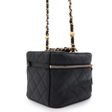 CHANEL Matelasse Vanity ChainShoulder Bag BlackAS3228 Calf Leather