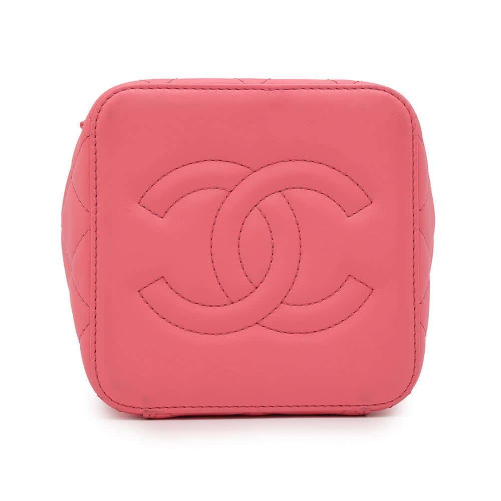 CHANEL Matelasse Vanity ChainShoulder Bag Pink Lambskin