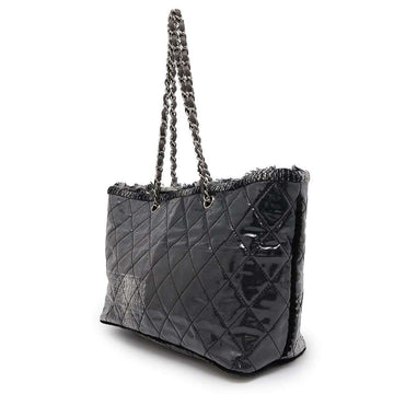 CHANEL Matelasse ChainTote Bag Black/Gray Plastics Leather
