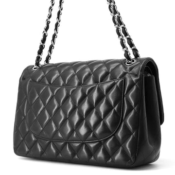 CHANEL Matelasse Double Flap ChainShoulder Bag BlackA58600 Lambskin Size 30