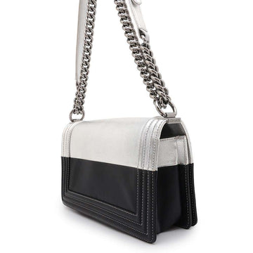 CHANEL Boy Chanel ChainShoulder Bag Black/Silver Leather