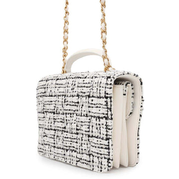 CHANEL 2wayChainShoulder WhiteAS4284 Tweed Leather