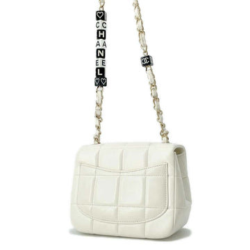 CHANEL Chocolate Bar Mini Flap ChainShoulder Bag Cruise 2023 Collection WhiteAS3744 Lambskin