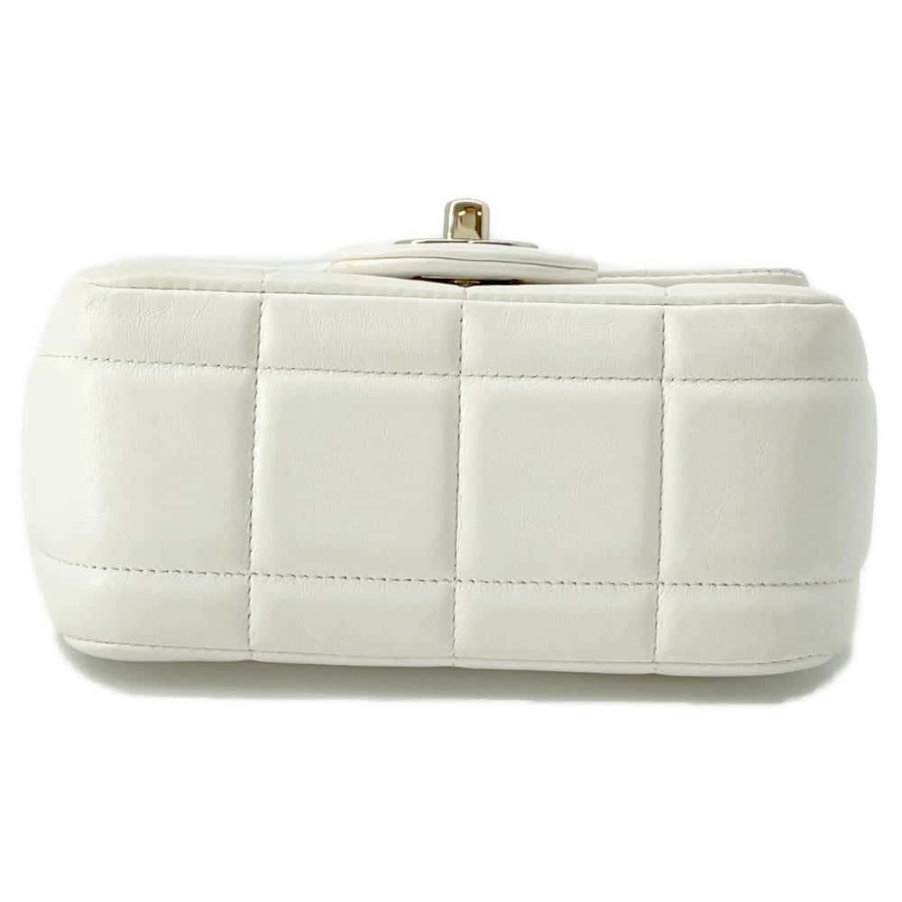 CHANEL Chocolate Bar Mini Flap ChainShoulder Bag Cruise 2023 Collection WhiteAS3744 Lambskin