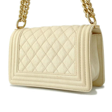 CHANEL Boy Chanel ChainShoulder Bag IvoryA67085 Caviar Leather Size 20