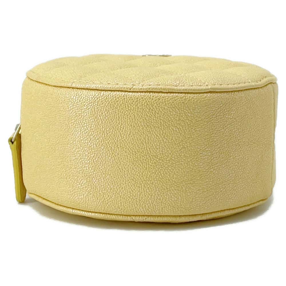 CHANEL Matelasse Round Chain Shoulder YellowA70657 Caviar Leather