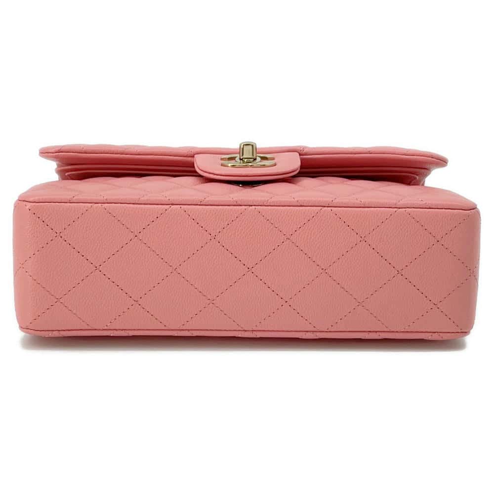 CHANEL Matelasse W Flap ChainShoulder Bag PinkA01113 Caviar Leather Size 23
