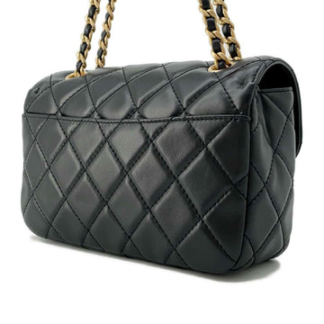 CHANEL Matelasse Flap Bag Black Shiny Lambskin