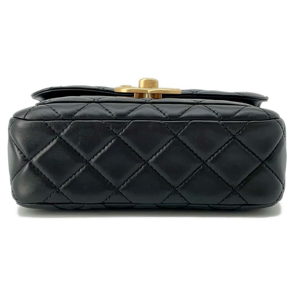 CHANEL Matelasse Flap Bag Black Shiny Lambskin