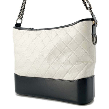 CHANEL Gabriel de CHANEL Hobo White/BlackA93824 Calf Leather Size Large