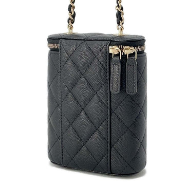 CHANEL Matelasse Small Vanity ChainShoulder Bag BlackAP1466 Caviar Leather